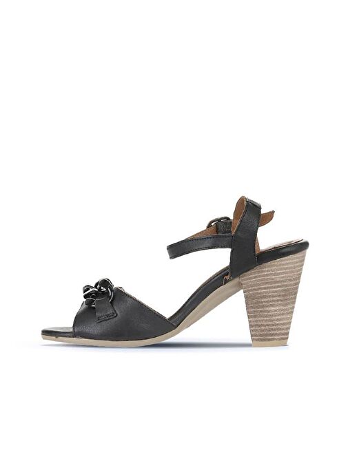 Bueno Shoes Siyah Khv-bej Deri Kadın Topuklu Sandalet 01wu11200 - Görsel 5