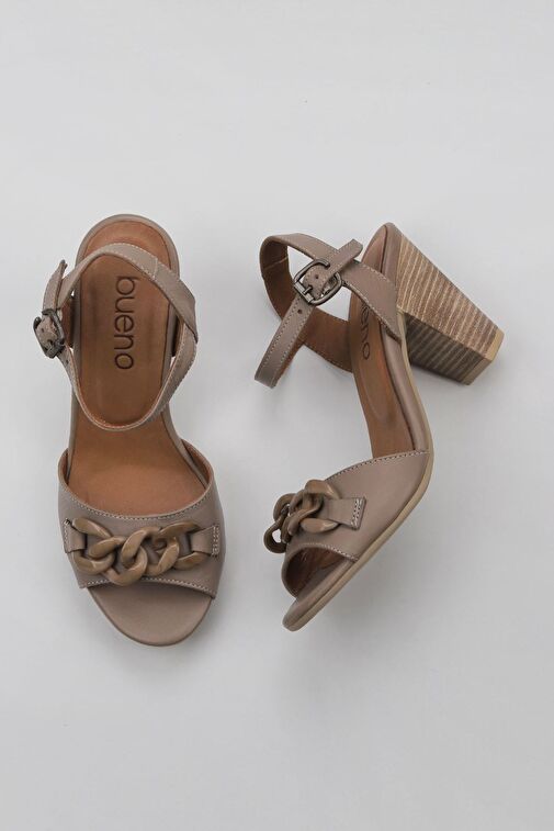 Bueno Shoes Gri Deri Kadın Topuklu Sandalet 01wu11200 - Görsel 2