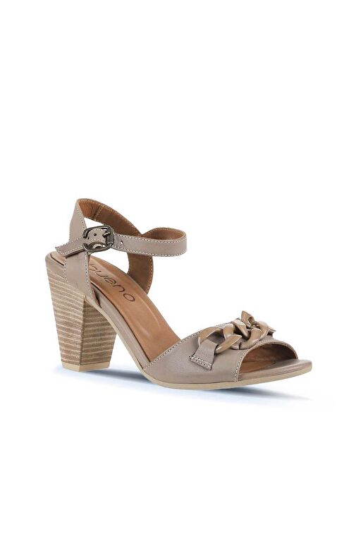 Bueno Shoes Gri Deri Kadın Topuklu Sandalet 01wu11200 - Görsel 4