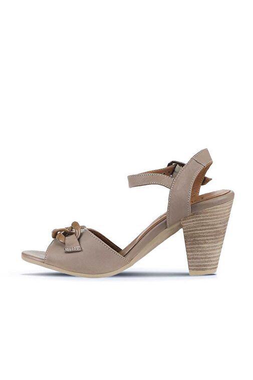 Bueno Shoes Gri Deri Kadın Topuklu Sandalet 01wu11200 - Görsel 5