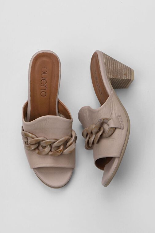 Bueno Shoes Gri Deri Kadın Topuklu Terlik 01wu11300 - Görsel 2