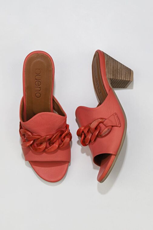 Bueno Shoes Mercan Deri Kadın Topuklu Terlik 01wu11300 - Görsel 2