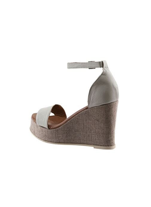 Bueno Shoes Gri Deri Kadın Dolgu Topuklu Espadril Sandalet 01wu7200 - Görsel 6