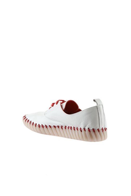 Bueno Shoes Beyaz Kırmızı Deri Kadın Düz Ayakkabı 01wq0200 - Görsel 5