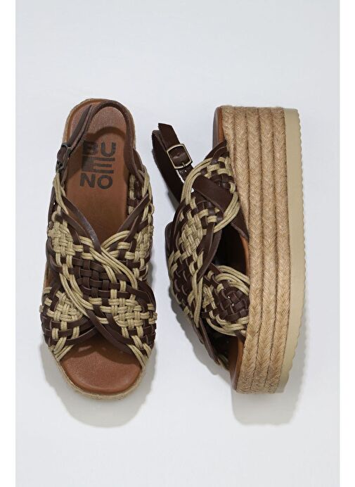 Bueno Shoes Taba Deri Kadın Dolgu Topuklu Espadril Sandalet 01wu6115 - Görsel 2