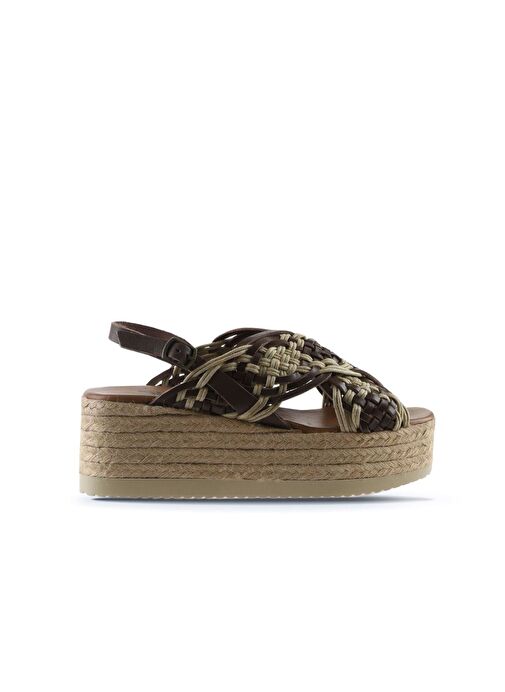 Bueno Shoes Taba Deri Kadın Dolgu Topuklu Espadril Sandalet 01wu6115 - Görsel 3