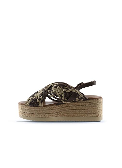 Bueno Shoes Taba Deri Kadın Dolgu Topuklu Espadril Sandalet 01wu6115 - Görsel 5