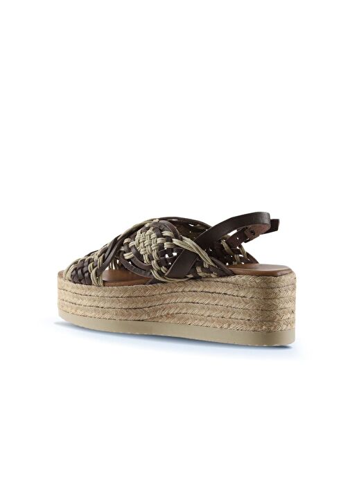 Bueno Shoes Taba Deri Kadın Dolgu Topuklu Espadril Sandalet 01wu6115 - Görsel 6