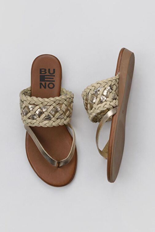 Bueno Shoes Sarı Parlak Deri Kadın Parmak Arası Terlik 01wu7448 - Görsel 2
