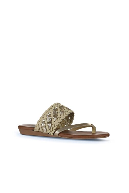 Bueno Shoes Sarı Parlak Deri Kadın Parmak Arası Terlik 01wu7448 - Görsel 4