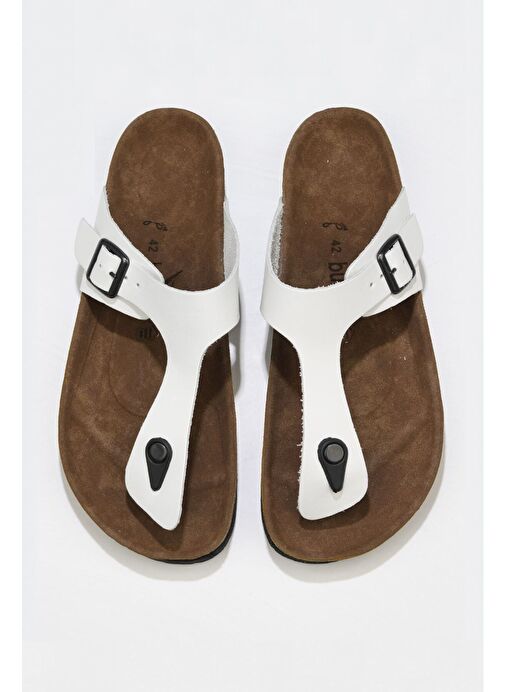 Bueno Shoes Beyaz Napa Deri Erkek Parmak Arası Terlik 05mt101 - Görsel 2