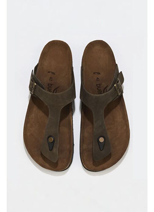 Bueno Shoes Haki Nubuk Deri Erkek Parmak Arası Terlik 05mt101 - Görsel 6