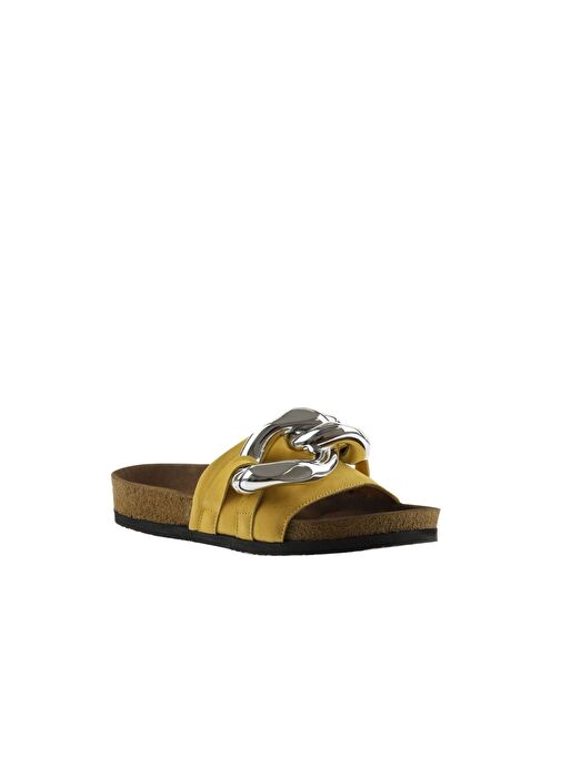 Bueno Shoes Sarı Nubuk Deri Kadın Düz Terlik 05wt066 - Görsel 4