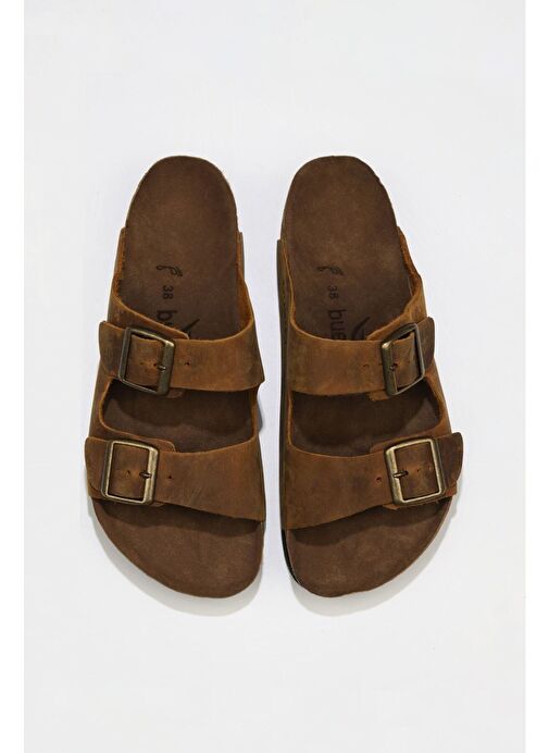 Bueno Shoes Sarı Greyzi Deri Kadın Düz Terlik 05wt100 - Görsel 2