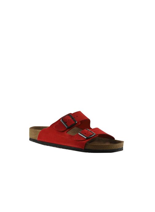 Bueno Shoes Kırmızı Nubuk Deri Kadın Düz Terlik 05wt100 - Görsel 4