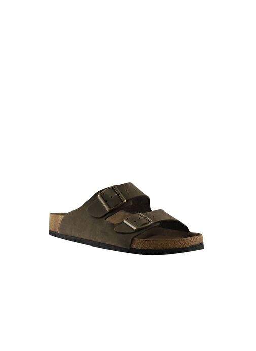 Bueno Shoes Haki Nubuk Deri Kadın Düz Terlik 05wt100 - Görsel 4