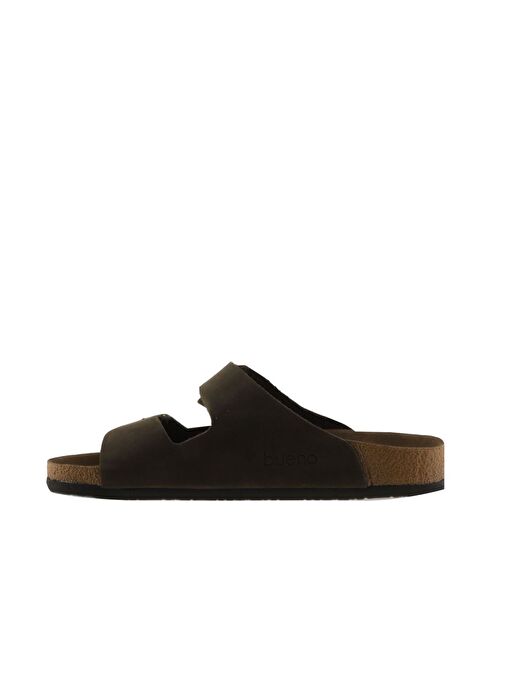 Bueno Shoes Haki Nubuk Deri Kadın Düz Terlik 05wt100 - Görsel 5