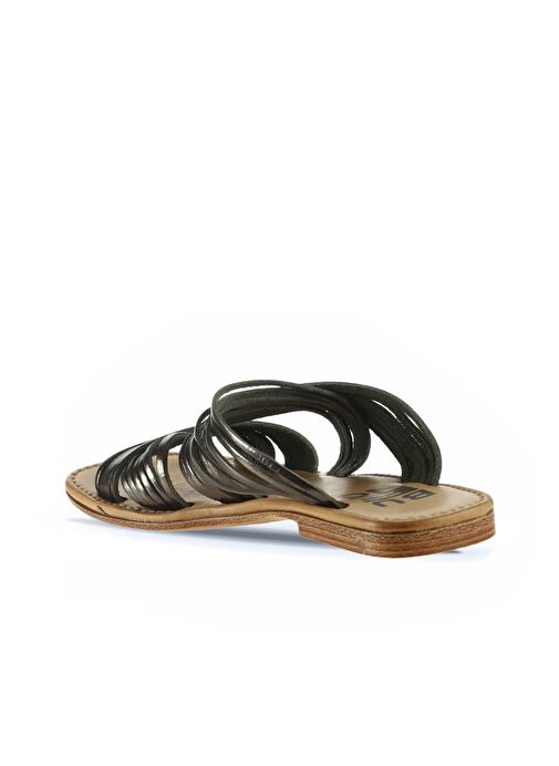 Bueno Shoes Haki Parlak Deri Kadın Düz Terlik 01wu3422 - Görsel 5