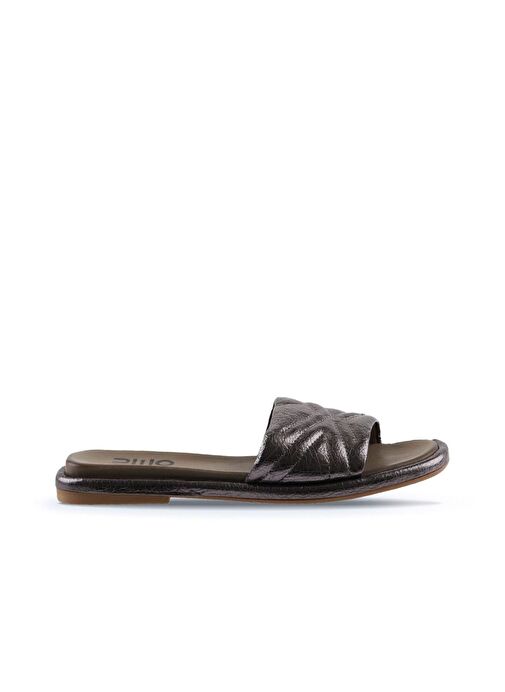 Bueno Shoes Kurşun Parlak Deri Kadın Düz Terlik 01wu4100 - Görsel 3