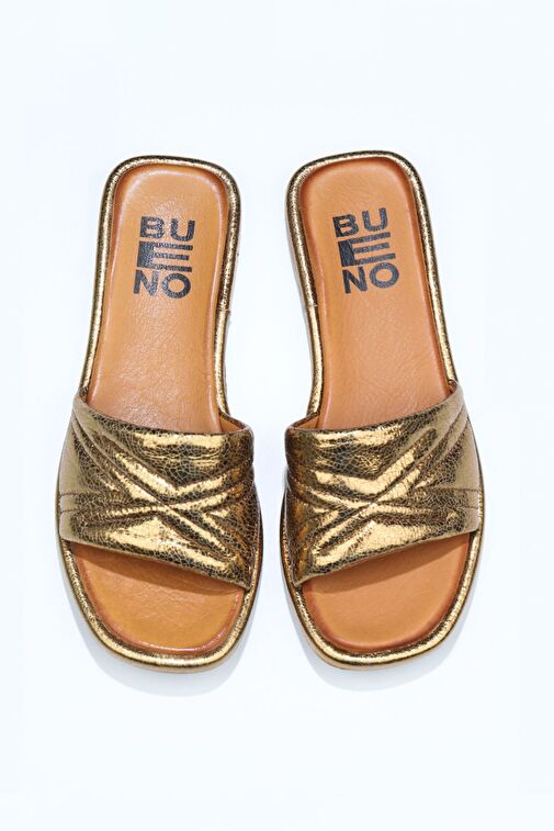 Bueno Shoes Bronz Parlak Deri Kadın Düz Terlik 01wu4100 - Görsel 2