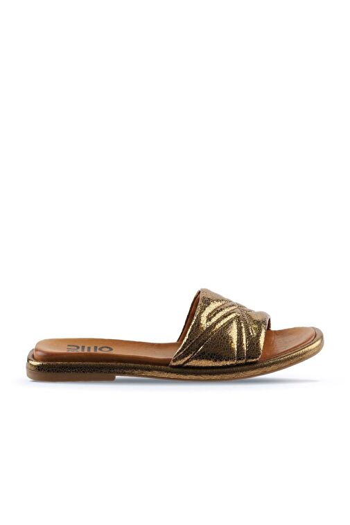 Bueno Shoes Bronz Parlak Deri Kadın Düz Terlik 01wu4100 - Görsel 3