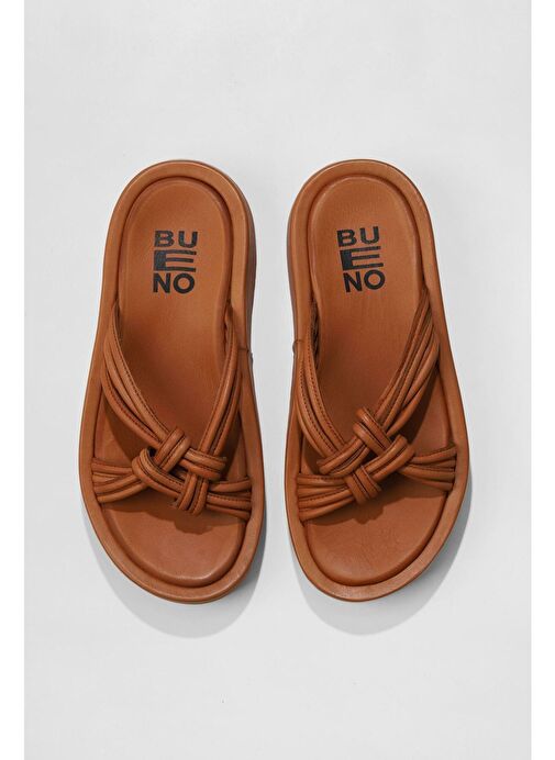 Bueno Shoes Taba Deri Kadın Dolgu Topuklu Terlik 01wu4602 - Görsel 2