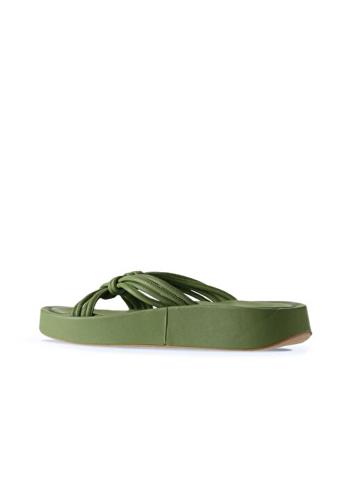 Bueno Shoes Yeşil Deri Kadın Dolgu Topuklu Terlik 01wu4602 - Görsel 6