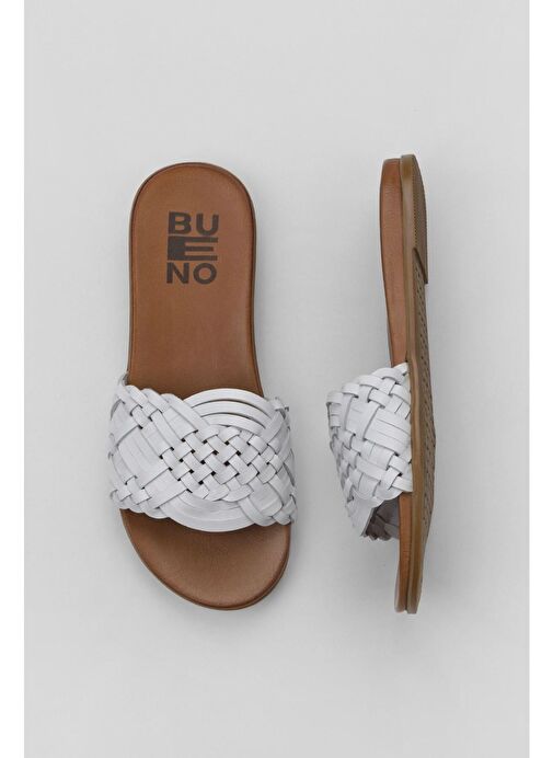 Bueno Shoes Beyaz Deri Kadın Düz Terlik 01wu4233 - Görsel 2