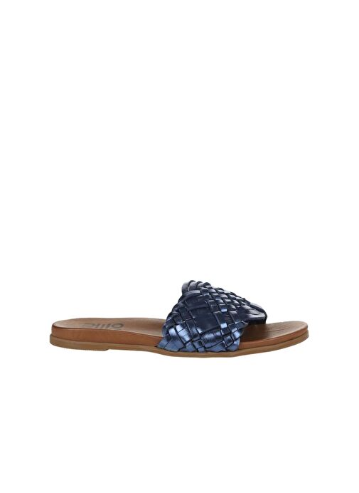 Bueno Shoes Lacivert Parlak Deri Kadın Düz Terlik 01wu4233 - Görsel 3