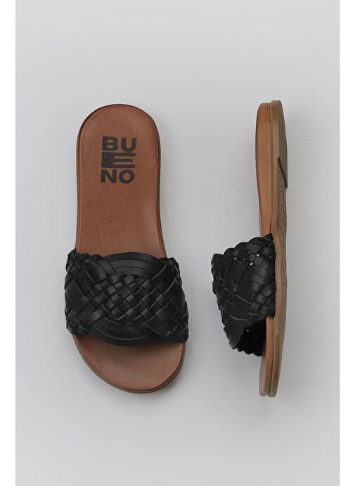 Bueno Shoes Siyah Deri Kadın Düz Terlik 01wu4233 - Görsel 2