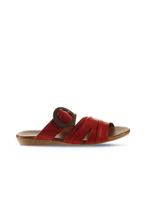 Bueno Shoes Kırmızı Deri Kadın Düz Terlik 01wu7438 - Görsel 2