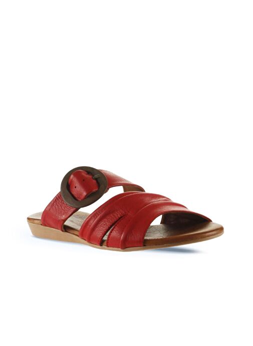 Bueno Shoes Kırmızı Deri Kadın Düz Terlik 01wu7438 - Görsel 3