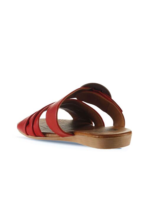 Bueno Shoes Kırmızı Deri Kadın Düz Terlik 01wu7438 - Görsel 5
