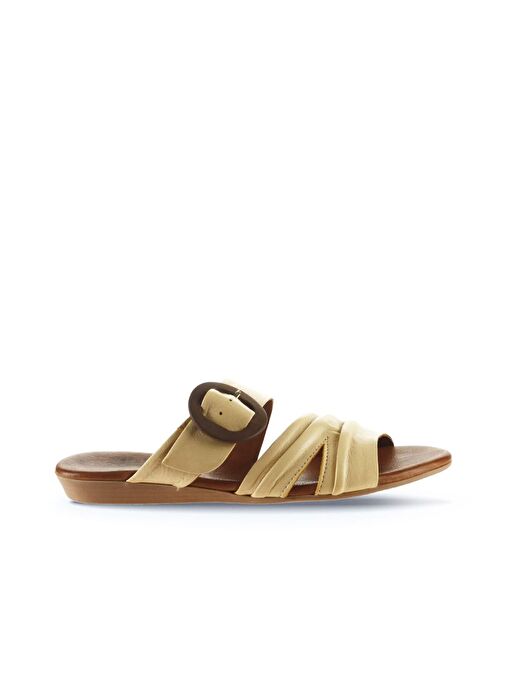 Bueno Shoes Sarı Deri Kadın Düz Terlik 01wu7438 - Görsel 2