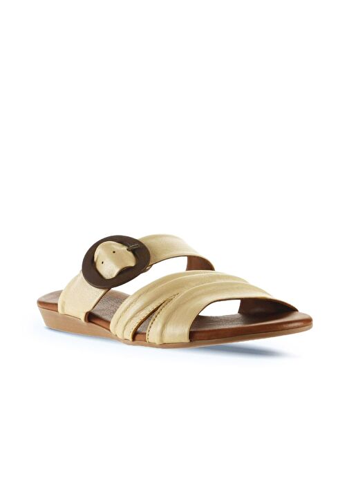 Bueno Shoes Sarı Deri Kadın Düz Terlik 01wu7438 - Görsel 3