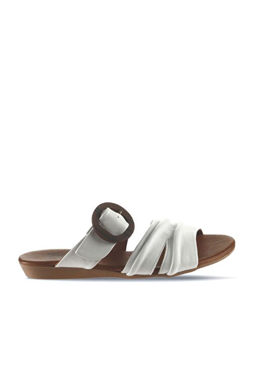 Bueno Shoes Beyaz Deri Kadın Düz Terlik 01wu7438 - Görsel 2