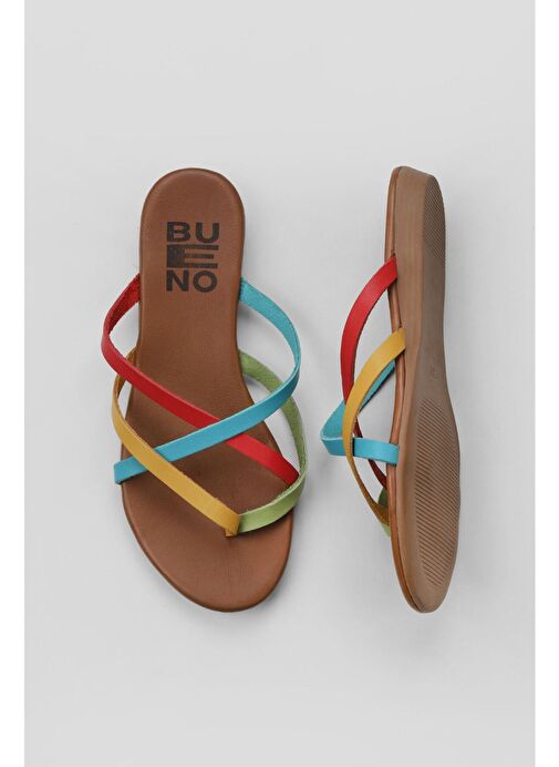 Bueno Shoes Yeşil Multi Deri Kadın Parmak Arası Terlik 01wu7458 - Görsel 2