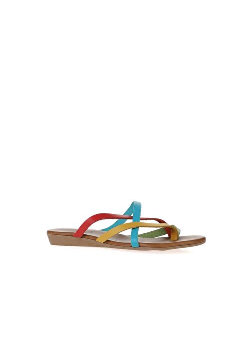 Bueno Shoes Yeşil Multi Deri Kadın Parmak Arası Terlik 01wu7458 - Görsel 4