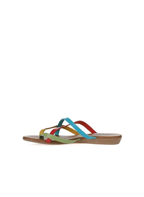 Bueno Shoes Yeşil Multi Deri Kadın Parmak Arası Terlik 01wu7458 - Görsel 5