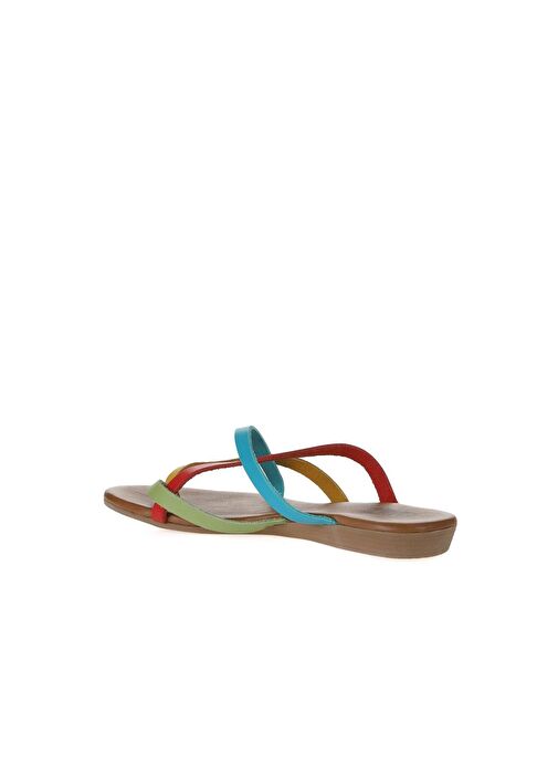 Bueno Shoes Yeşil Multi Deri Kadın Parmak Arası Terlik 01wu7458 - Görsel 6