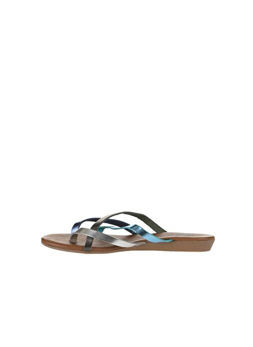 Bueno Shoes Bej Multi Deri Kadın Parmak Arası Terlik 01wu7458 - Görsel 5