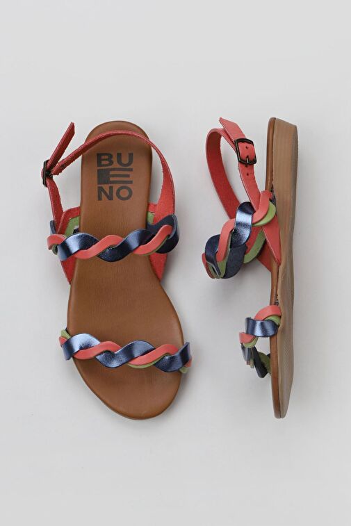 Bueno Shoes Mercan Multi Deri Kadın Sandalet 01wu7472 - Görsel 2