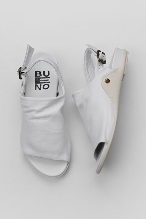 Bueno Shoes Beyaz Deri Kadın Sandalet 01wu7603 - Görsel 2