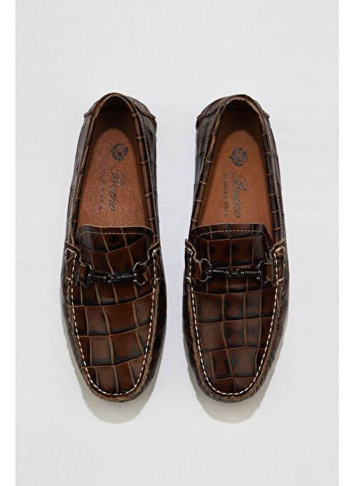 Bueno Shoes Taba Kroko Deri Erkek Loafer 05ms2021 - Görsel 2