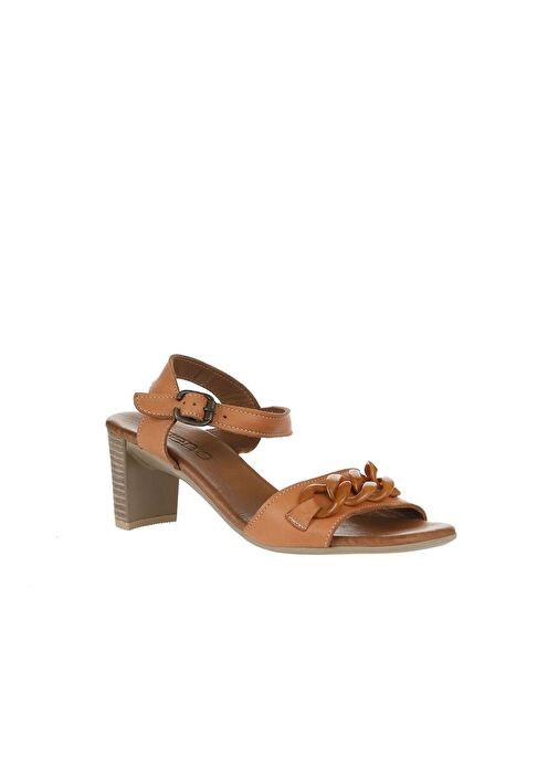 Bueno Shoes Taba Deri Kadın Topuklu Sandalet 01wu11101 - Görsel 4