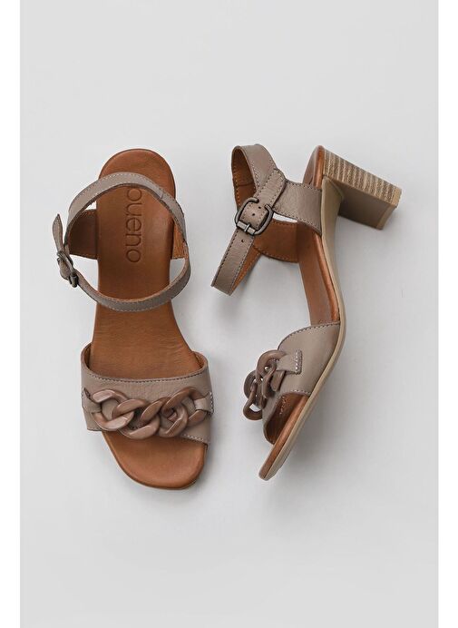 Bueno Shoes Gri Deri Kadın Topuklu Sandalet 01wu11101 - Görsel 2