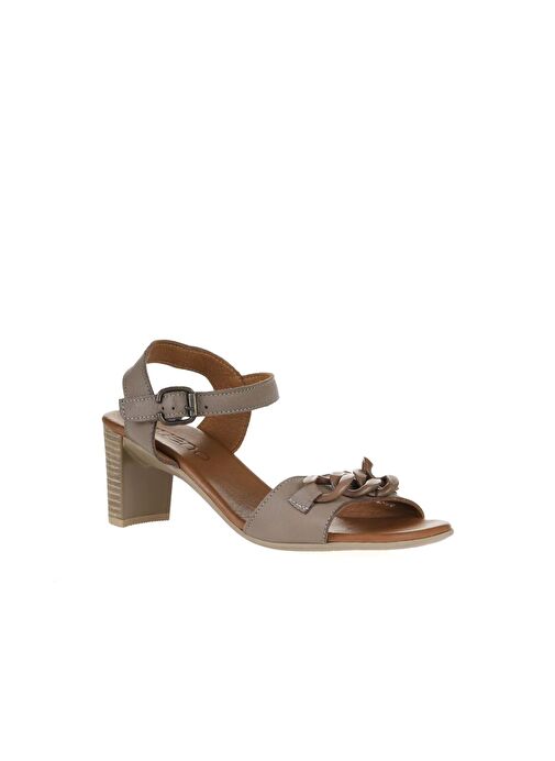 Bueno Shoes Gri Deri Kadın Topuklu Sandalet 01wu11101 - Görsel 4