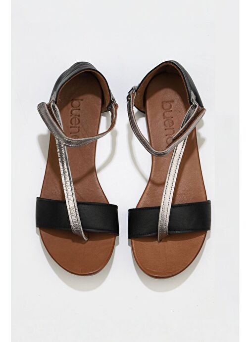 Bueno Shoes Siyah Gümüş Deri Kadın Sandalet 01wj1101 - Görsel 2