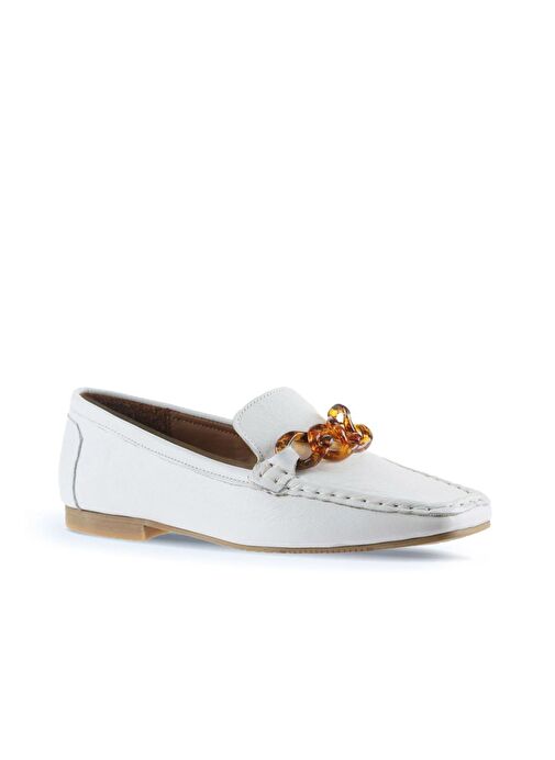Bueno Shoes Beyaz Deri Kadın Loafer 01td1702 - Görsel 4