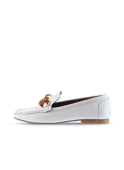 Bueno Shoes Beyaz Deri Kadın Loafer 01td1702 - Görsel 5